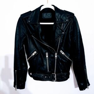 Belfran Black Leather Biker Jacket